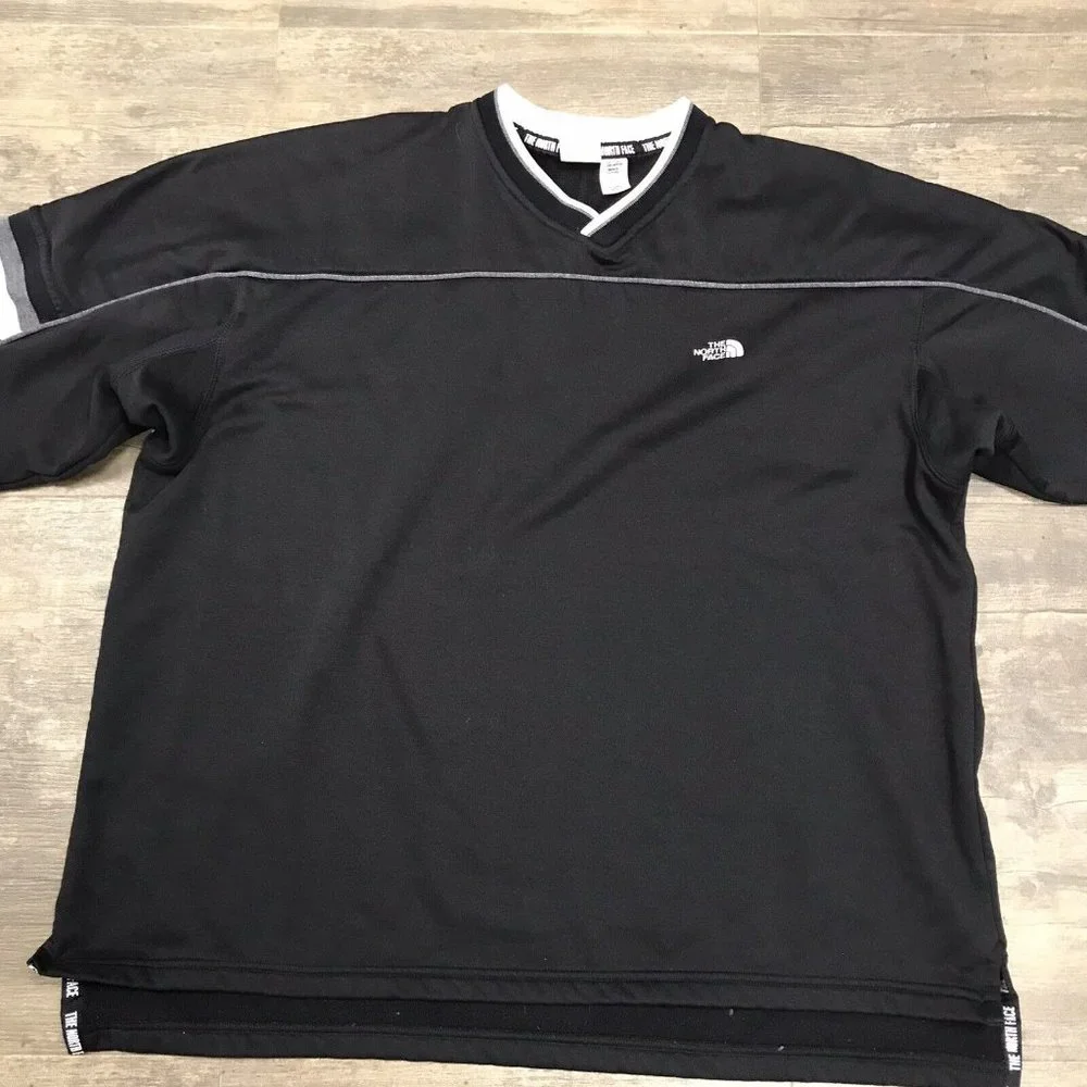 Vintage The North Face Pullover V-neck‎ Sweatshirt Black Ultra-Wick Men Size XL